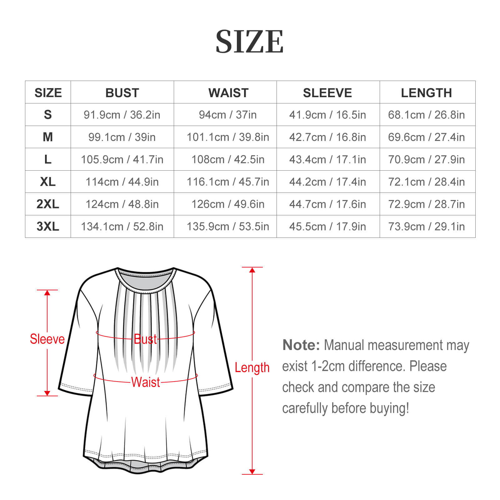 200gsm Women's 3/4 Sleeve Top(All-Over Printing) - Image 6