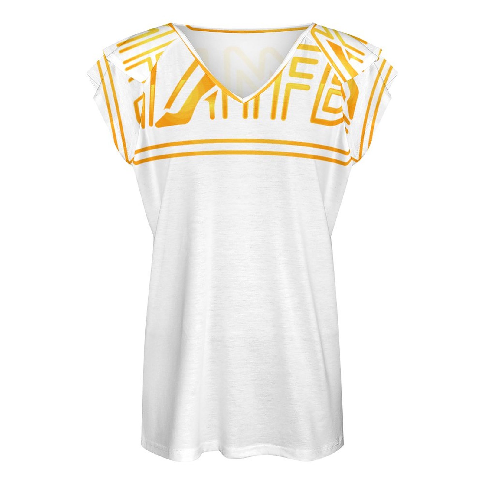 Ruffle V-Neck T-Shirt(All-Over Printing) - Image 4