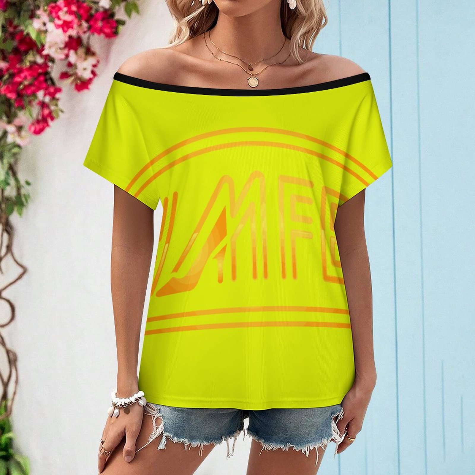Off the Shoulder Top(All-Over Printing) - Image 2