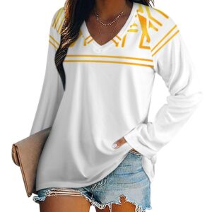 V-neck Loose Long Sleeve T-shirt(All-Over Printing)
