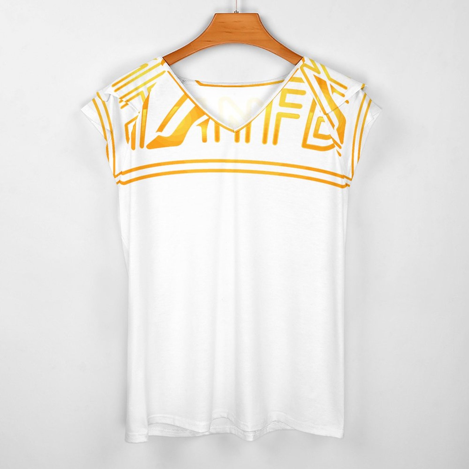 Ruffle V-Neck T-Shirt(All-Over Printing) - Image 3